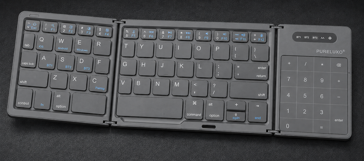🔥Pureluxo® FoldLink Pro — 5-Device Folding Touch Numpad Keyboard