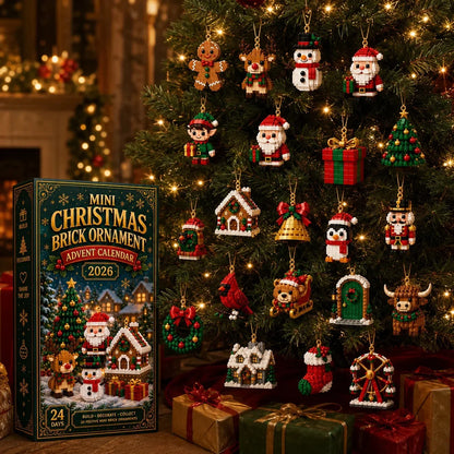 🎄 24-Day Mini Christmas Brick Ornament Advent Calendar – 24 Unique Buildable Holiday Models