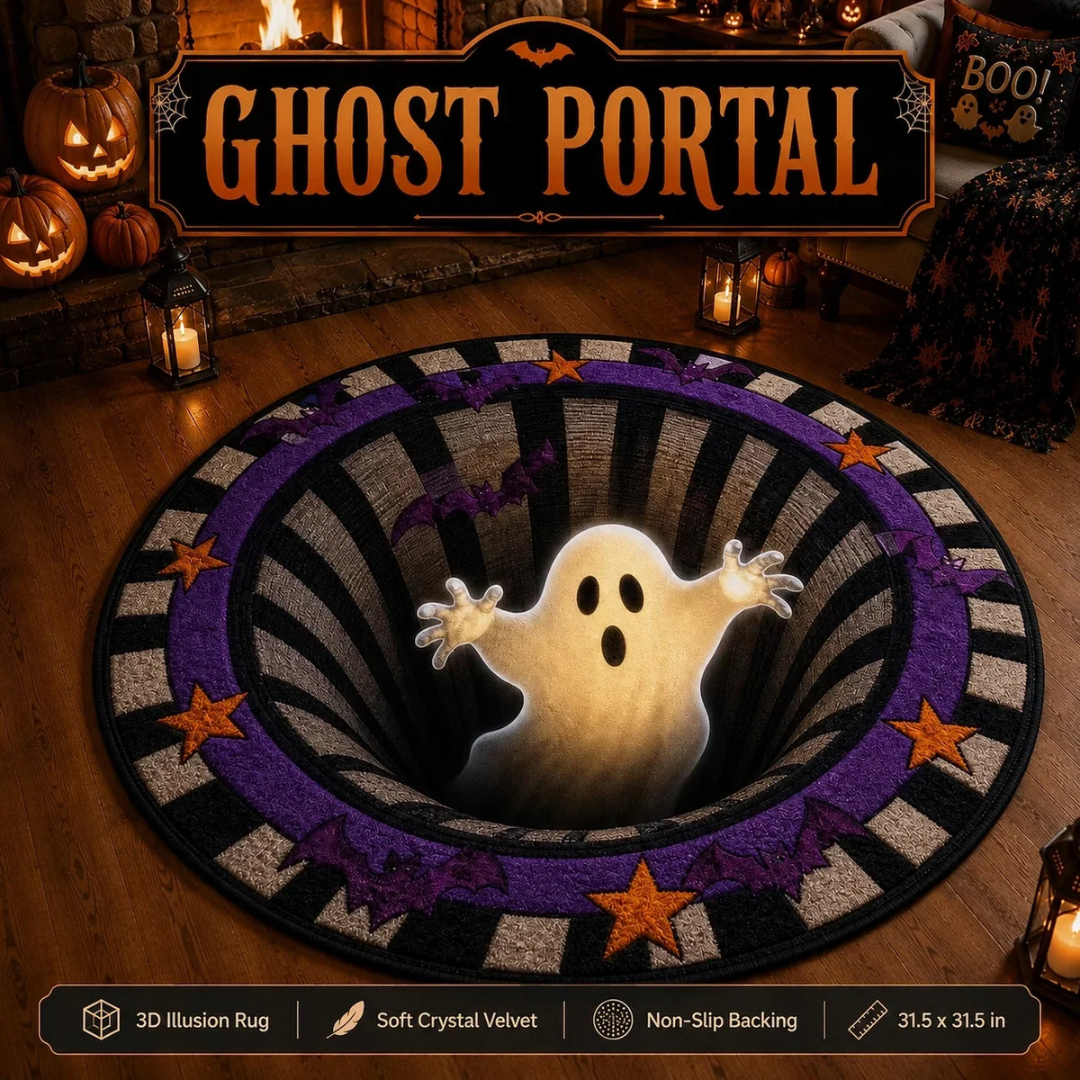 Pureluxo® 💀🌀 Halloween 3D Illusion Rug