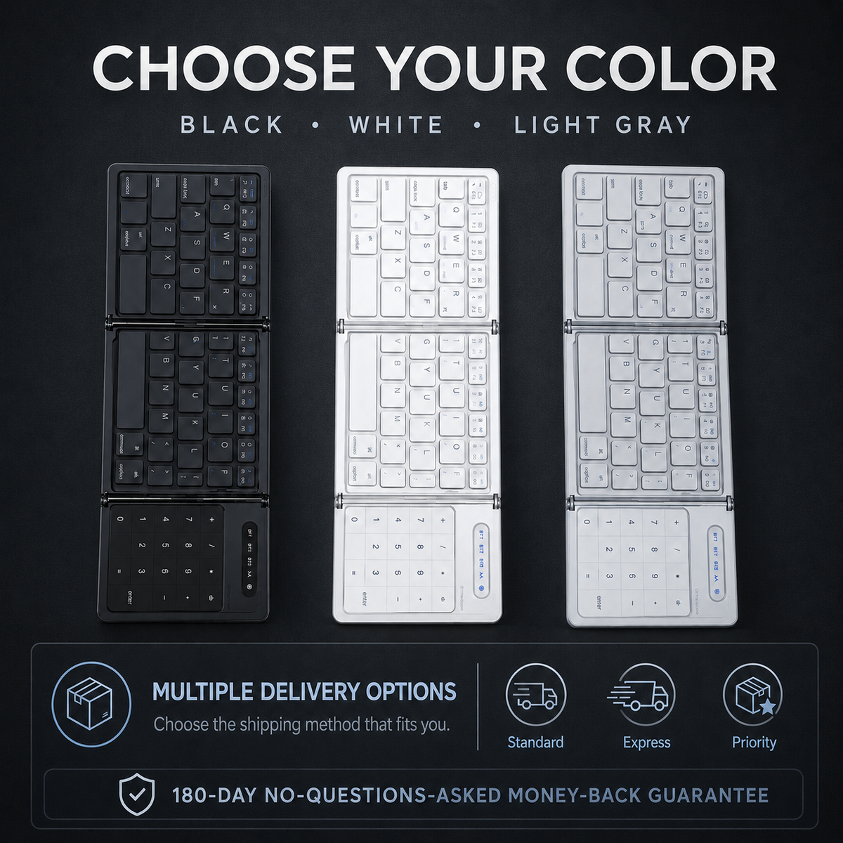 🔥Pureluxo® FoldLink Pro — 5-Device Folding Touch Numpad Keyboard