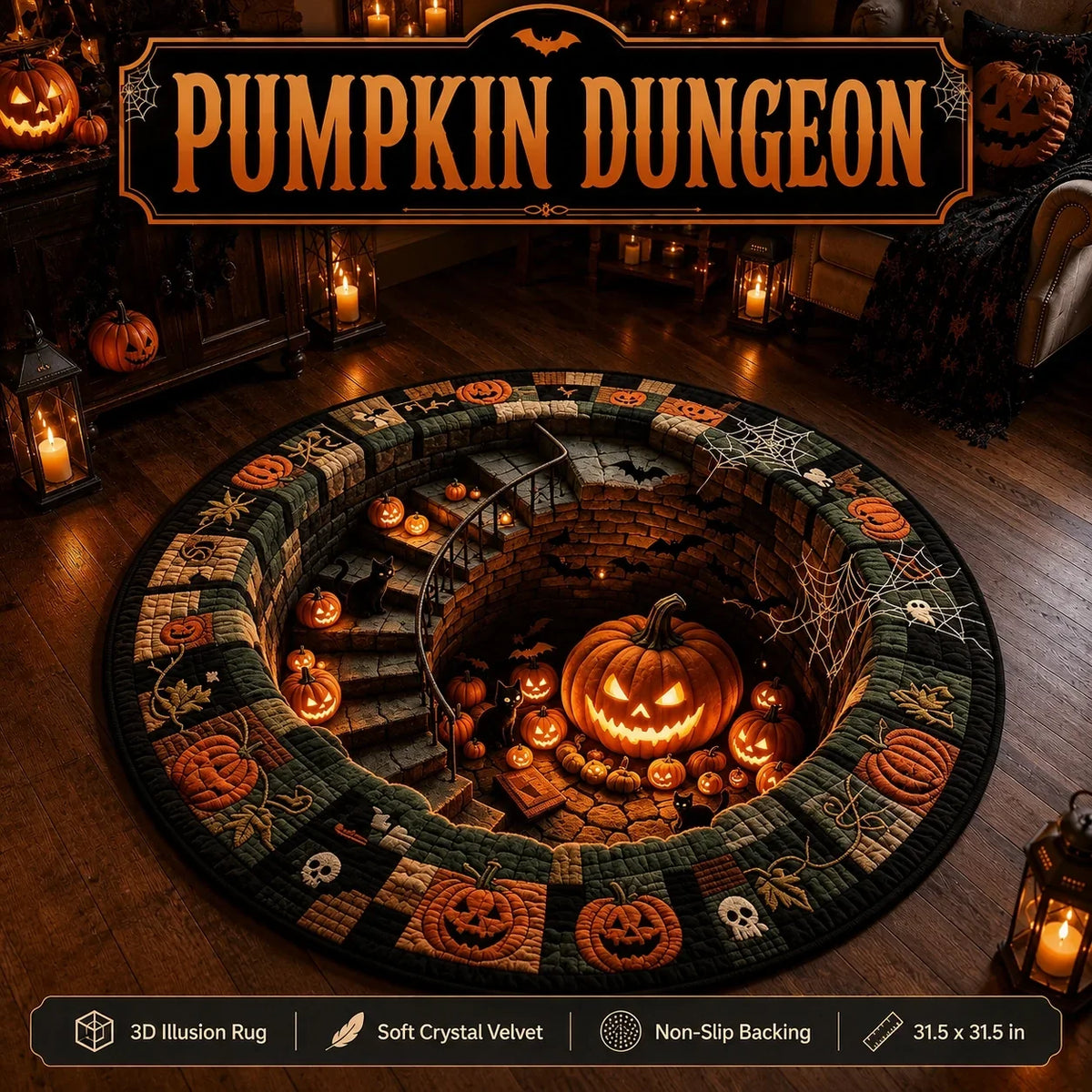 Pureluxo® 💀🌀 Halloween 3D Illusion Rug