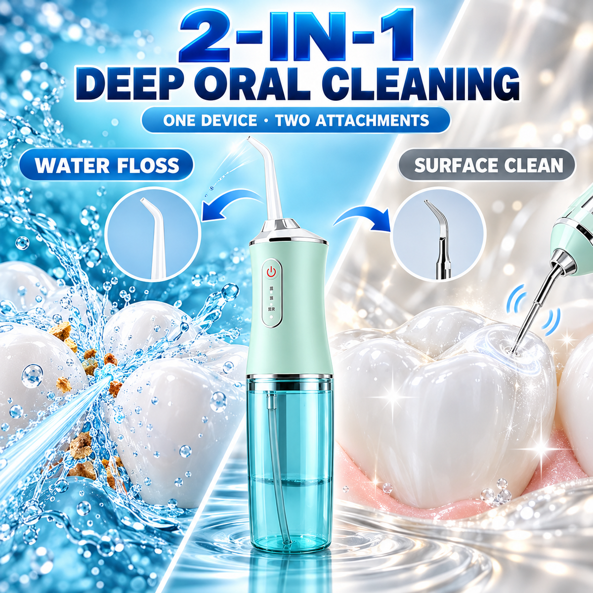 HEATWOLF®2‑in‑1 Water Flosser & Deep Oral Cleaner