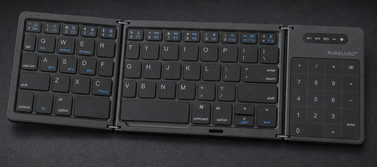 🔥Pureluxo® FoldLink Pro — 5-Device Folding Touch Numpad Keyboard