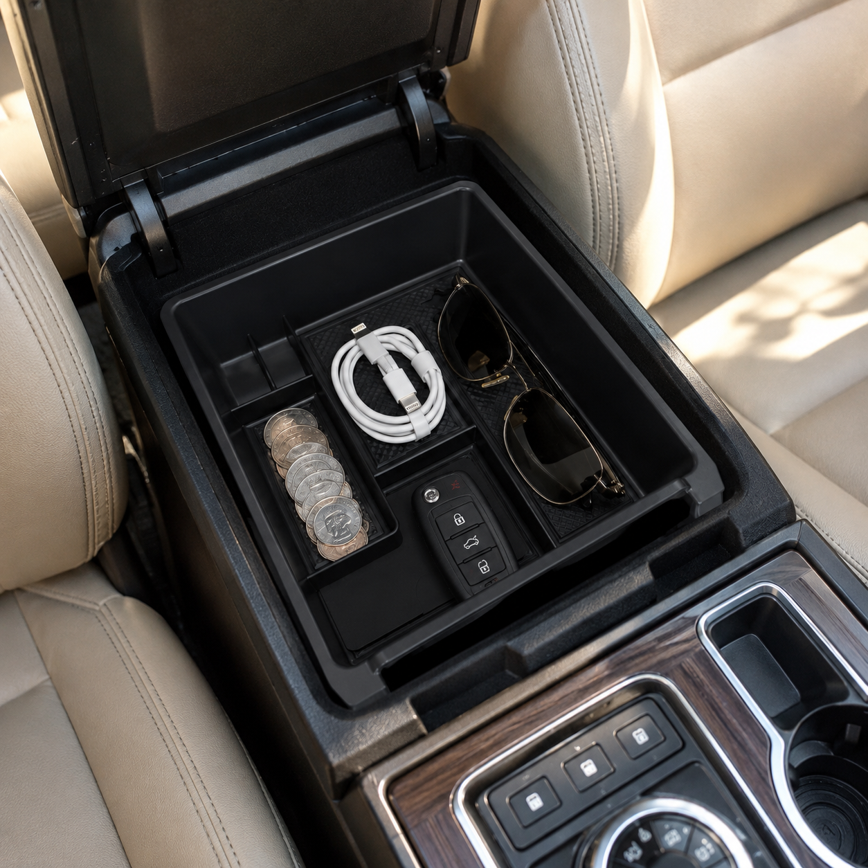 Car Center Console Organizer Tray