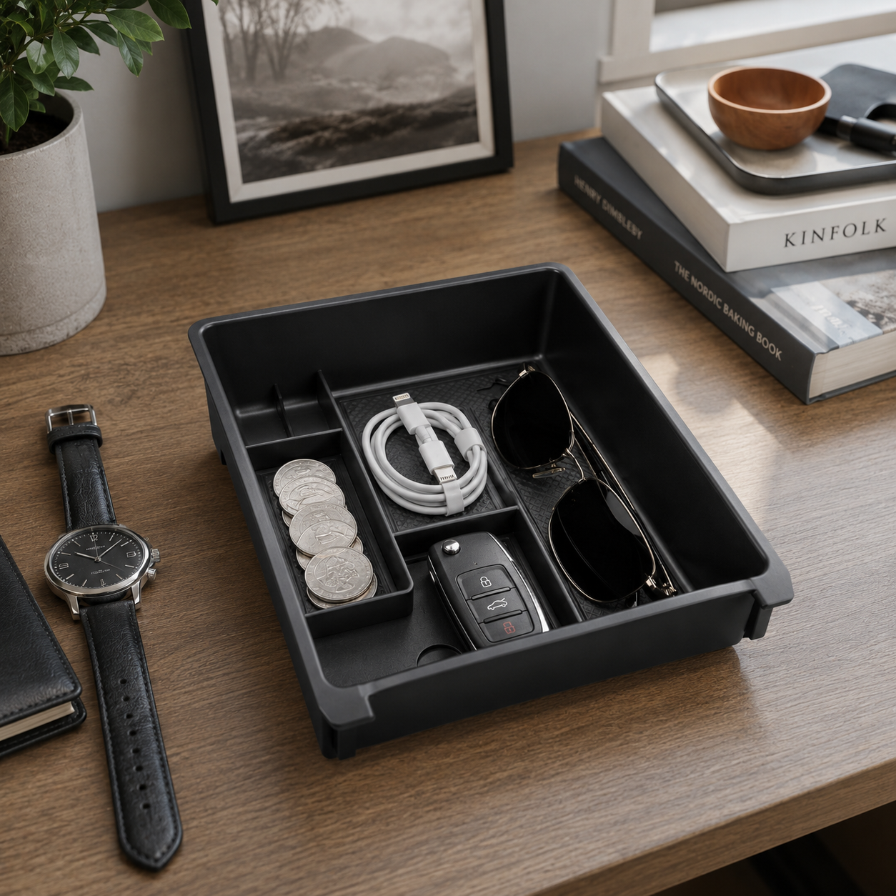 Car Center Console Organizer Tray