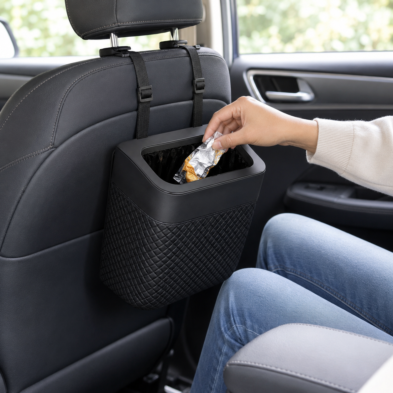 Car Trash Can with Hanging Strap