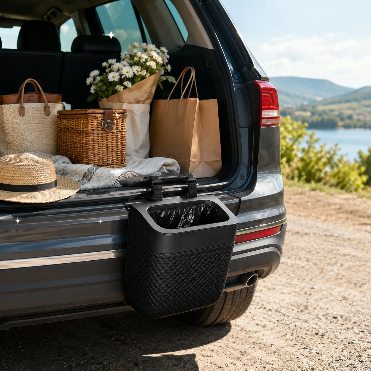 Car Trash Can with Hanging Strap