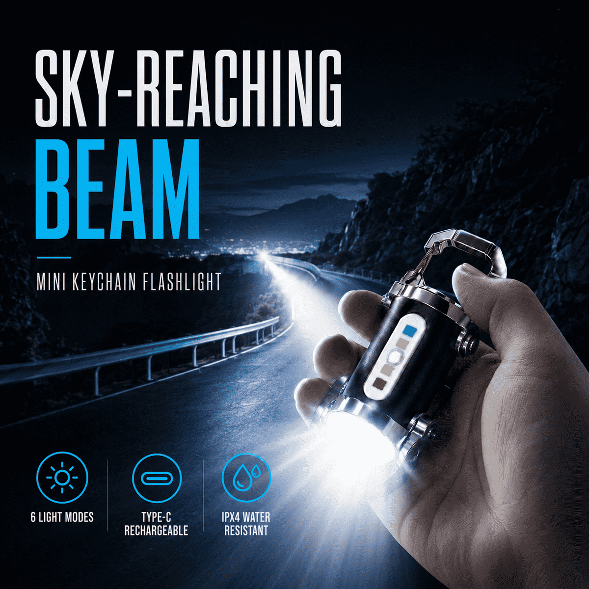 BVJ®Sky-Reaching Beam Mini Keychain Flashlight – Ultra Bright Waterproof LED Pocket Light