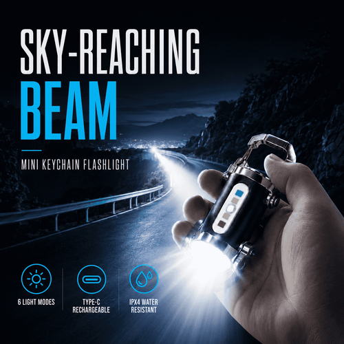 BVJ®Sky-Reaching Beam Mini Keychain Flashlight – Ultra Bright Waterproof LED Pocket Light