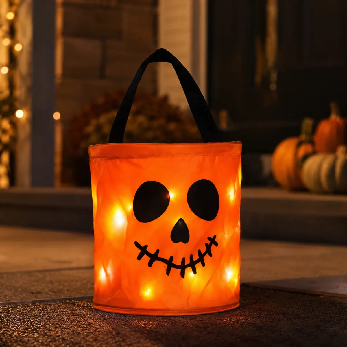 BVJ® LED Light-Up Halloween Pumpkin Candy Buckets – Reusable Trick-or-Treat Bags🎃