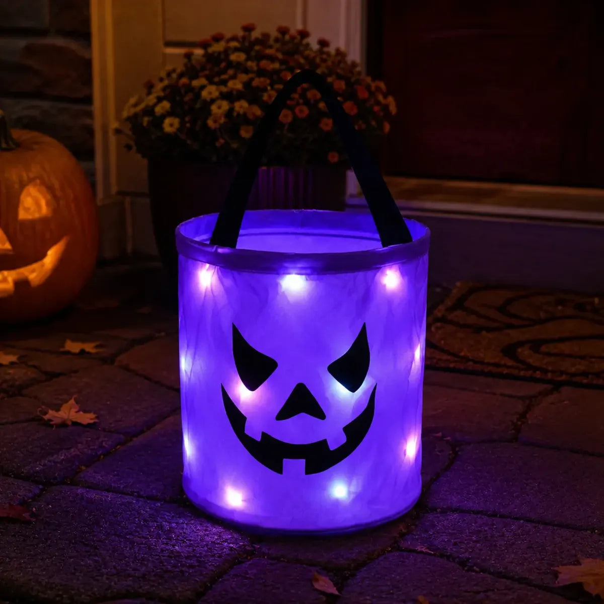 BVJ® LED Light-Up Halloween Pumpkin Candy Buckets – Reusable Trick-or-Treat Bags🎃