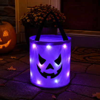 BVJ® LED Light-Up Halloween Pumpkin Candy Buckets – Reusable Trick-or-Treat Bags🎃