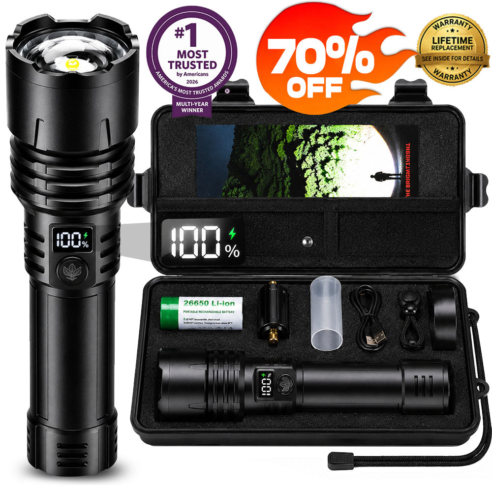 BVJ® Super Bright Ultimate Tactical Survival Flashlight · 2M+ SOLD · 80X Brighter ·120H Runtime · Military COB LED Tech