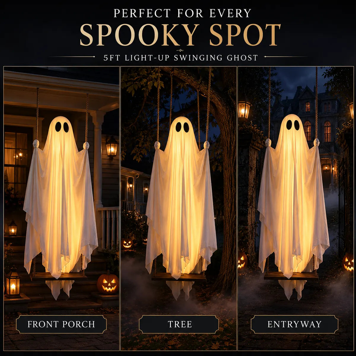 👻BVJ® 5FT Light-Up Swinging Ghost